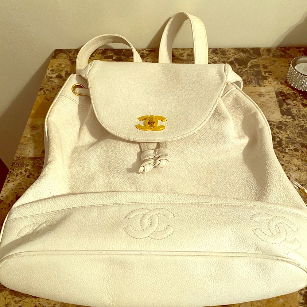 Vintage White Authentic Chanel Backpack